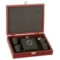 Black Flask Gift Set with Wood Presentation Box